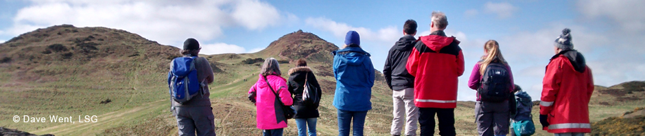 LSG members looking towards Arthur's Seat, Edinburgh